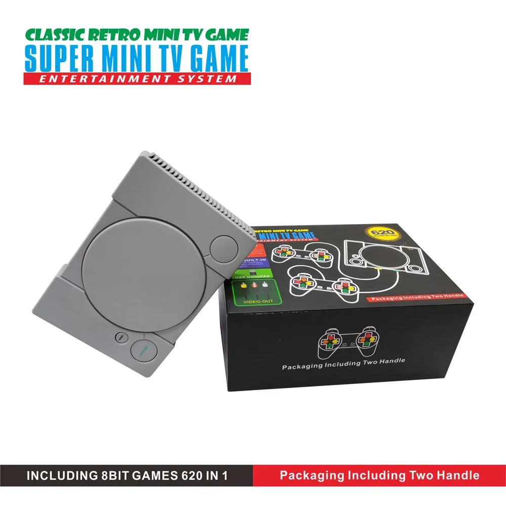 Обрабатываемая игровая консоль PS1 мини-видеоигра для FC с 620 играми двойные геймпады классический ретро 8 бит