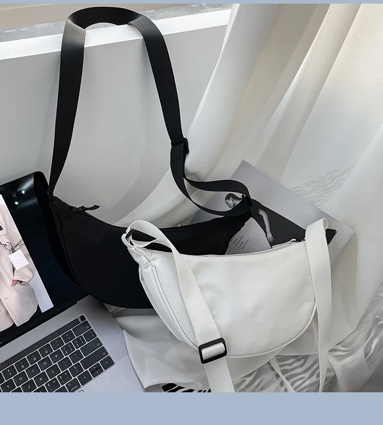 2024 Solid Color Chest Bag For Women Large Capacity Travel Crossbody Female Half Moon Belt Bag Ladies Daily Street Fanny Packs
