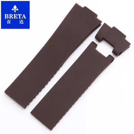 Brown only watchband BRETA 25*12 мм водонепроницаемый силиконовый резиновый stap черный коричневый синий ремешок для часов для Ulysse Nardin морской Diver ремешки для часов - Цвет ремешка: Brown only watchband