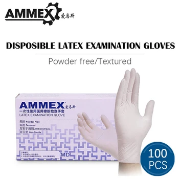 

AMMEX 100pcs disposable gloves Latex rubber cleaning food medical gloves universal home garden cleaning gloves household cleanin