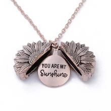 4 цвета женское золотое ожерелье на заказ You are my sunshine открытый медальон подсолнечник, подвеска, ожерелье