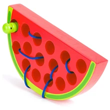 

Wooden Watermelon Threading Toy Puzzle Game Fine Motor Skills Montessori Activity Learning Gift For 1 2 3 Years Old Toddlers
