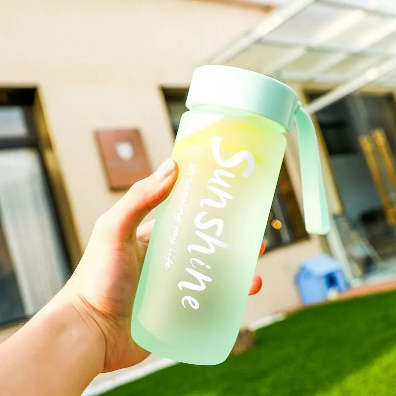 Fruit Juice Water Bottle BPA Free Plastic Square Korean Style Sport Drink Bottle