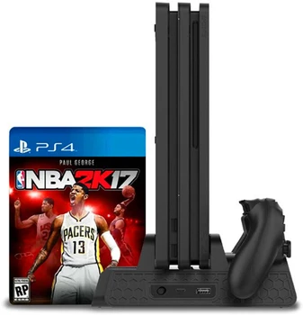 

PS4/PS4 Slim/PS4 Pro Vertical Console Cooling Fan PS4 PS 4 Controller Charger Game Disk Storage Stand Tower Base PS4 Accessories