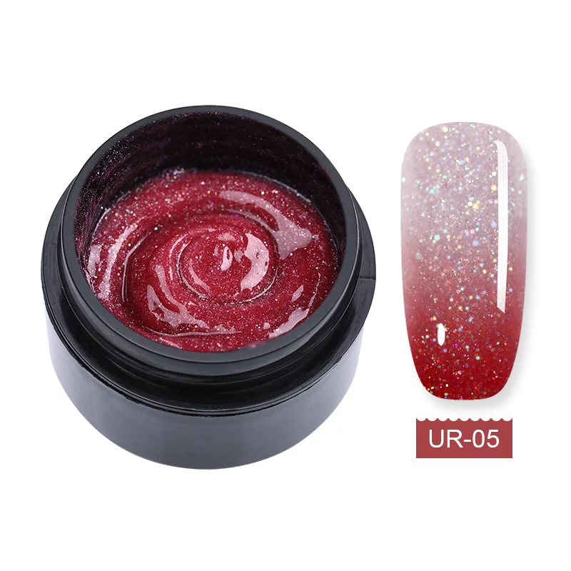 Ur Sugar 15 мл поливинилхлоридный УФ-гель с розовым блеском, блестящий лазер для быстрого наращивания ногтей, строительный Гель-лак для ногтей - Цвет: Thermal 5