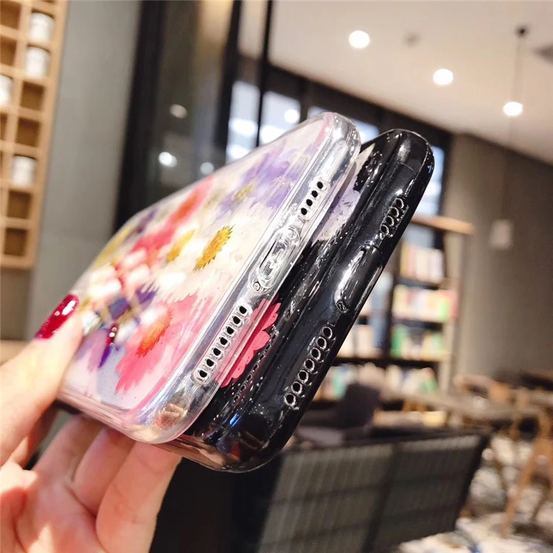 Цветной чехол с блестками и ромашками для iphone 11 11Pro Max 8 7 Plus 6S X XS Max XR блестящая Звезда чехол для телефона мягкий чехол