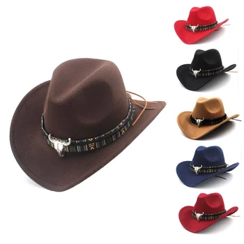 

Women's Cowboy Hat Ethnic Style Western Wool Hat Jazz Hat Western Cowboy Hat