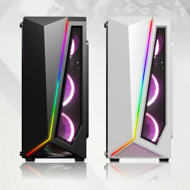 China Factory Direct Selling,Mid-Tower Computer Case with RGB LED Strip ,  ATX, , ITX, 7 PCI Slots, USB 2.0/3.0 pc gamer 2