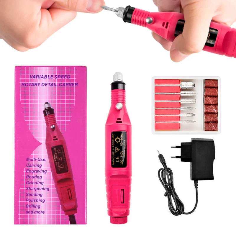 

Strong Pen Manicure Machine Electric Mini Nail File Foot Graters Pedicure Tool Milling Cutter Nails Polisher Remove Accessories