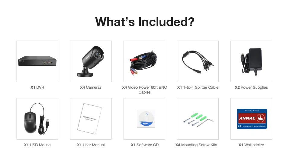 ANNKE 8CH 1080P CCTV камера DVR система 4 шт Водонепроницаемая 2.0MP HD-TVI камера с пулей домашний комплект видеонаблюдения Обнаружение движения