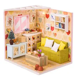 Миниатюрные домики с кошкой самодельные аксессуары для кукол Мини Деревянный кукольный домик крошечная Детская кукла дом игрушка С