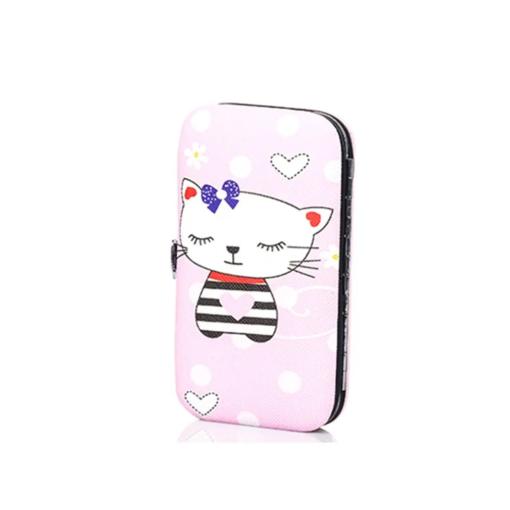Набор ножниц для ногтей с мультяшным принтом, 7 шт. в наборе, кусачки для ногтей, ножницы для бровей, пилочка для ногтей, ложка для ушей, инструменты для маникюра