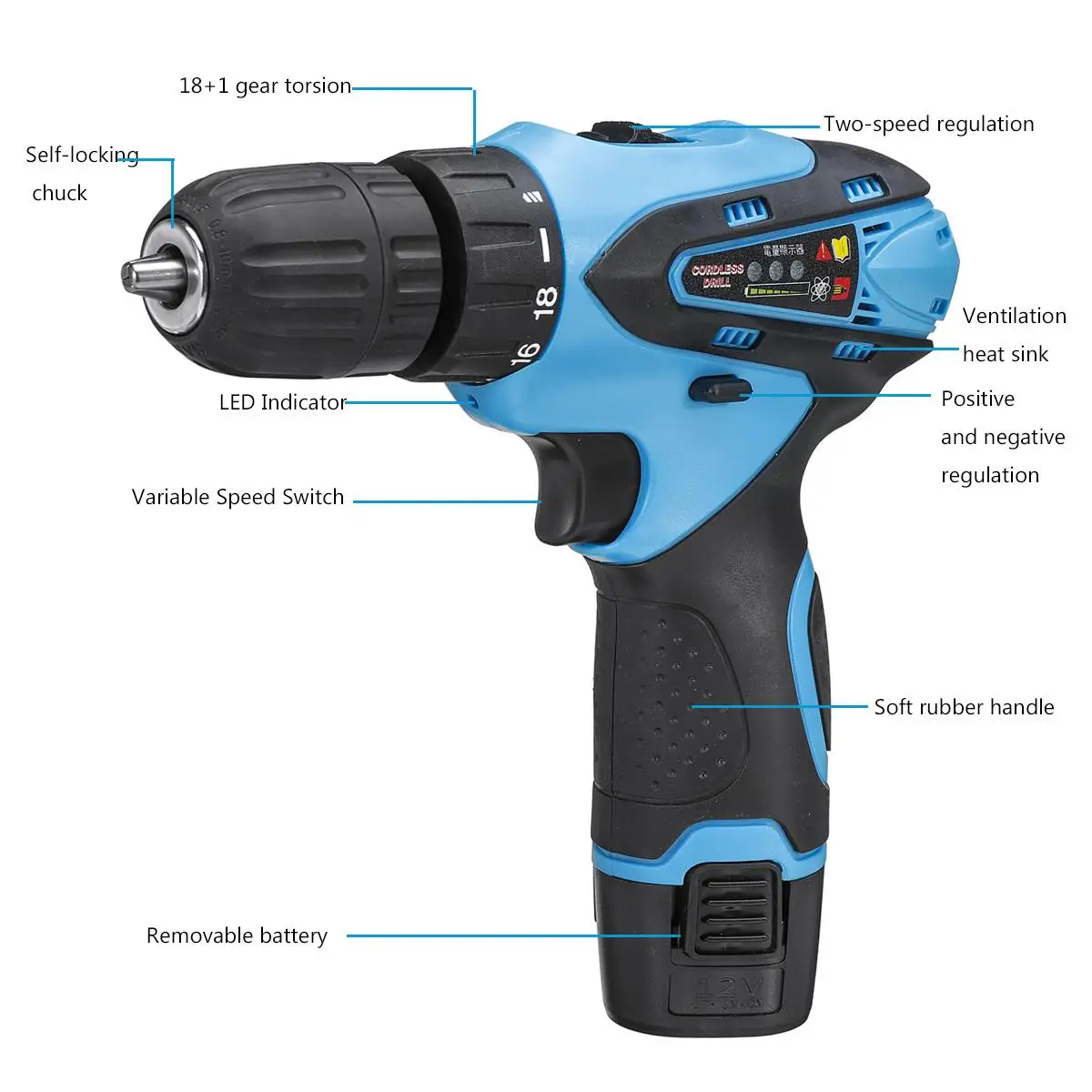 12V 18V Cordless Drill Electric Drill Drilling Machine Bolt Driver Battery Screwdriver Power Electric Tool Impact Electrician