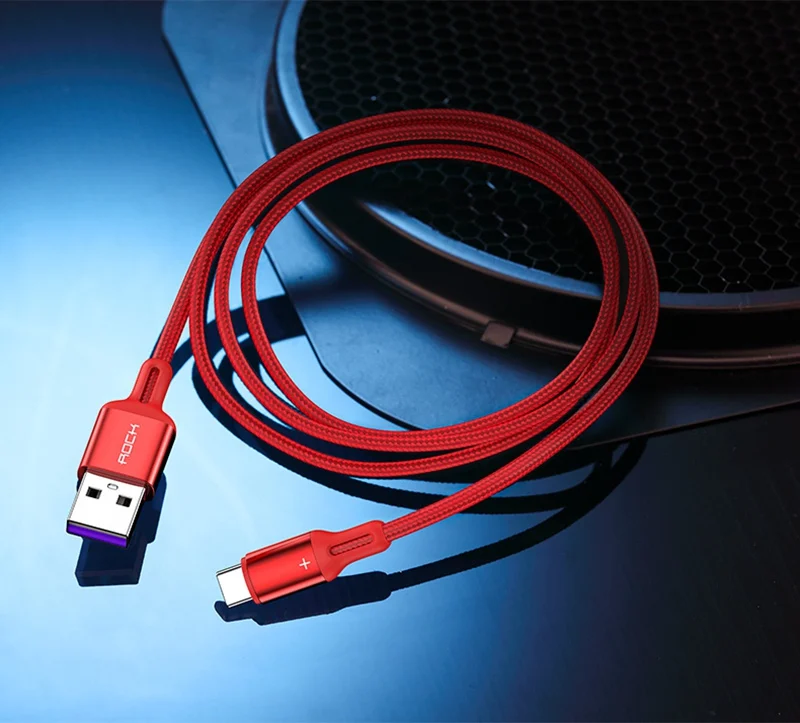 Rock 5A usb type C кабель для Xiaomi Redmi Note 8 Pro Быстрая зарядка дата Шнур зарядное устройство для samsung huawei Oneplus 7 Pro Кабель - Цвет: Красный