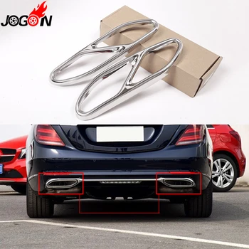 

For Benz S Class W222 Facelift 2018 2019 S450 S500 Car Rear Dual Exhaust Muffler End Pipe Stickers Cover Trims Stainless Steel