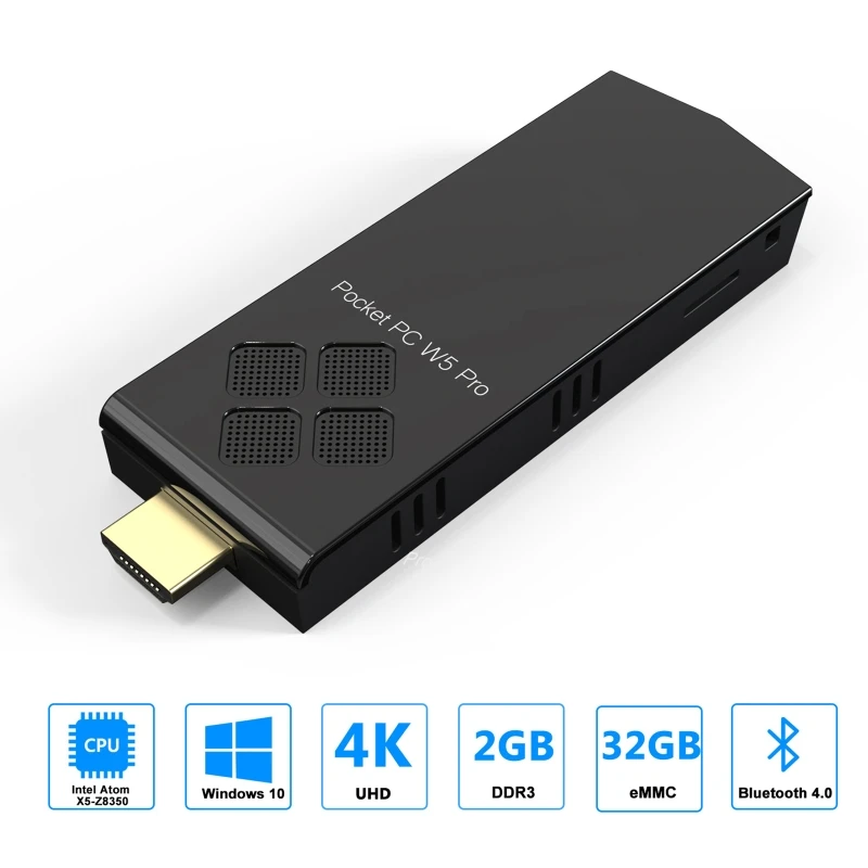 Мини-флешка W5 Pro Windows 10 I-ntel A-tom Z8350 2 Гб DDR 32 ГБ eMMC поддержка 4K 2021G/2 4G Wi-Fi CC BT 5 8 4 |