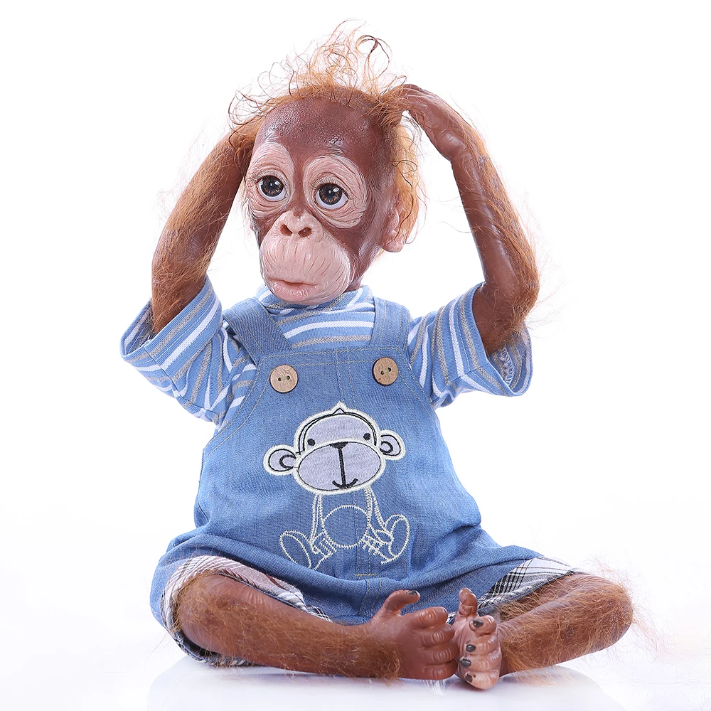 21 дюйм 52 см artist made reborn Monkey doll lifelike orangutan очень мягкий, силиконовый, гибкий Коллекционная художественная Кукла reborn