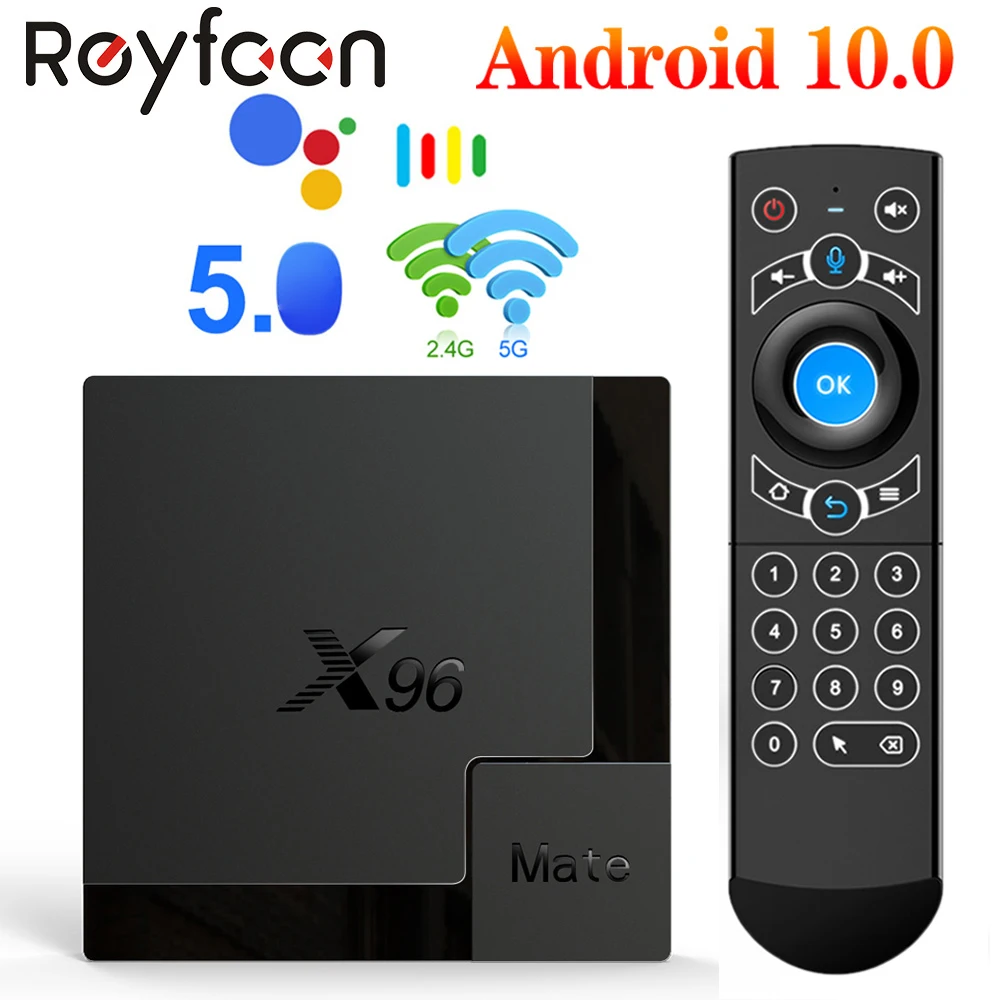 X96 Mate TV Box Android 10 Support 2.4G 5G Dual wifi Google Voice Assistant 4K 60fps Support Google Player Youtube X96mate TVBOX