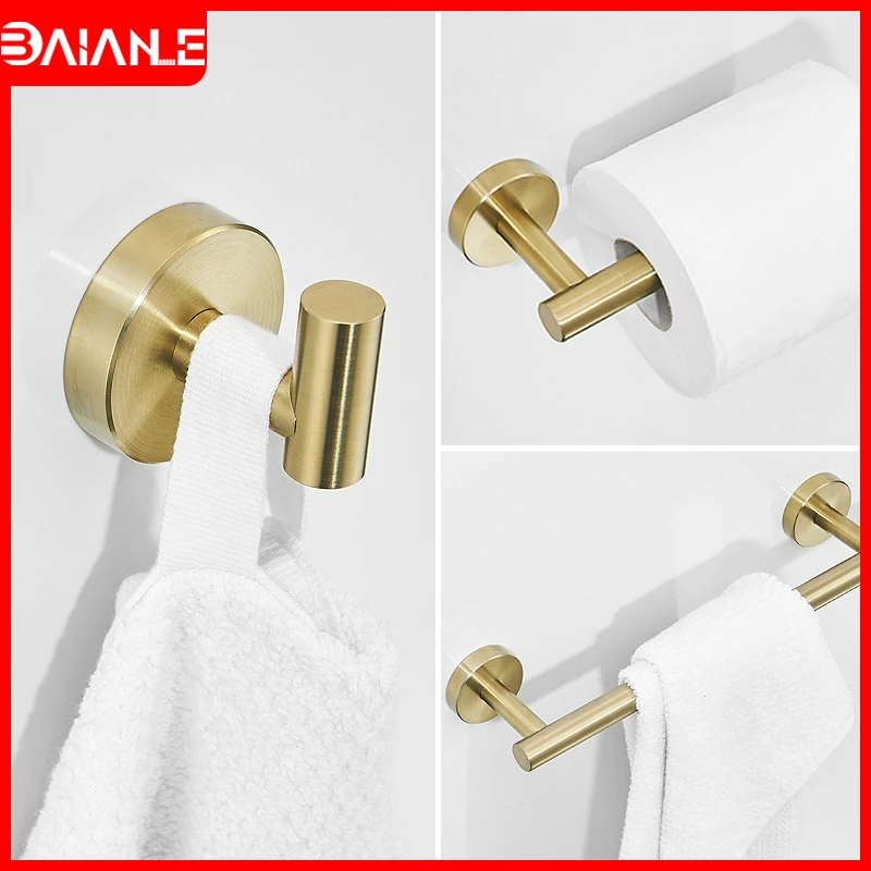 

Towel Bar Set Gold Stainless Steel Towel Rack Hanging Holder Bathroom Hook for Towels Coat Rack Wall Mounted Toilet Paper Holder
