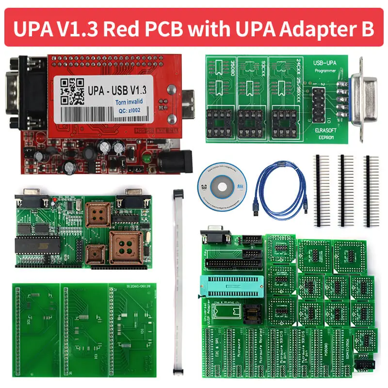 UPA Usb программатор диагностический инструмент UPA-USB ECU Программатор UPA USB V1.3 полный адаптер A B чип тюнинг инструменты последовательный программатор - Цвет: Main Unit And B