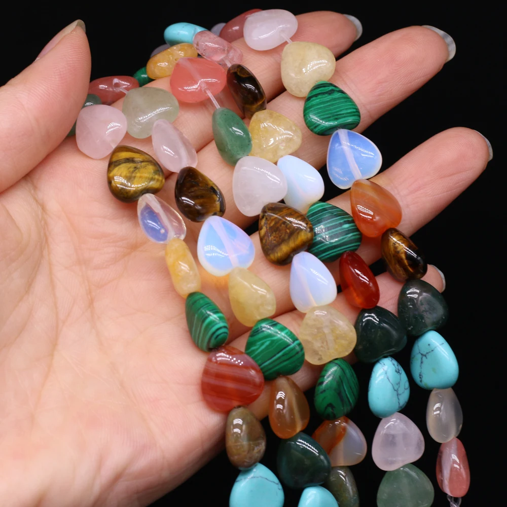 

16pcs/lot Mix Color Natural Stone Bead Fine Heart Shape Agates Loose Beads Fit Women Jewelry Bracelets Necklaces Accessories