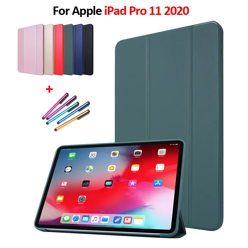 Трехскладной чехол из искусственной кожи для планшета iPad Pro 2020 11 дюймов мягкая