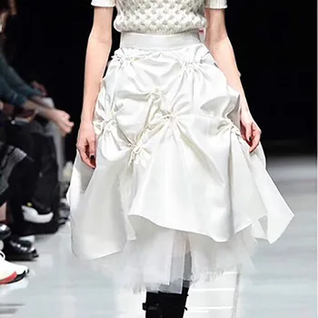 

2020 new spring and summer fashion women clothes high waist pleated drawstring straight halfbody skirt female high quality M023