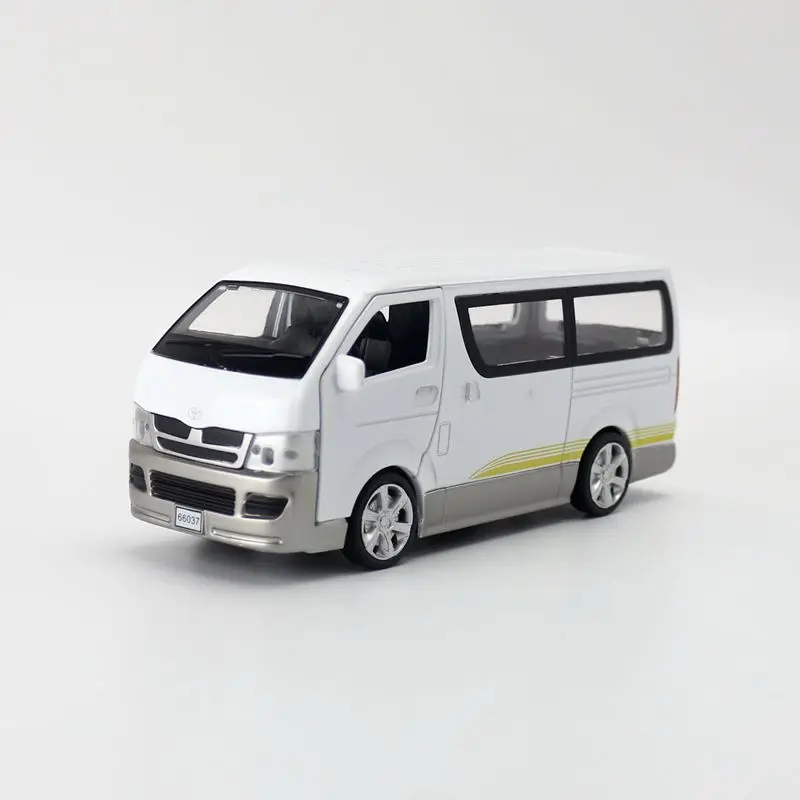 

1/32 TOYOTA HIACE Toy Car For Children Diecast Van MPV Model Pull Back Doors Openable Sound & Light Collection Gift For Boys
