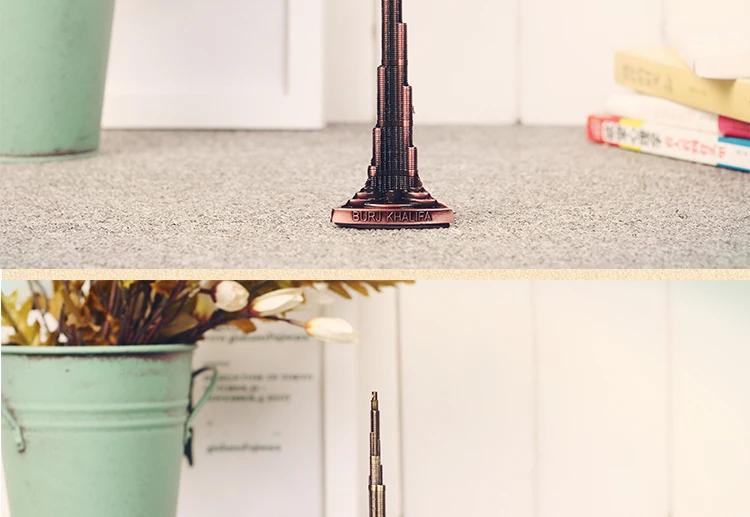 Vintage Metal Burj Khalifa Tower Statue Miniature Model Home Decoration
