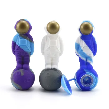 

Tobacco Pipe Dry Herb Vaporizer Wax Dabber Tool Unbreakable Silicone Pipe Father Man Pipe Astronaut Shape