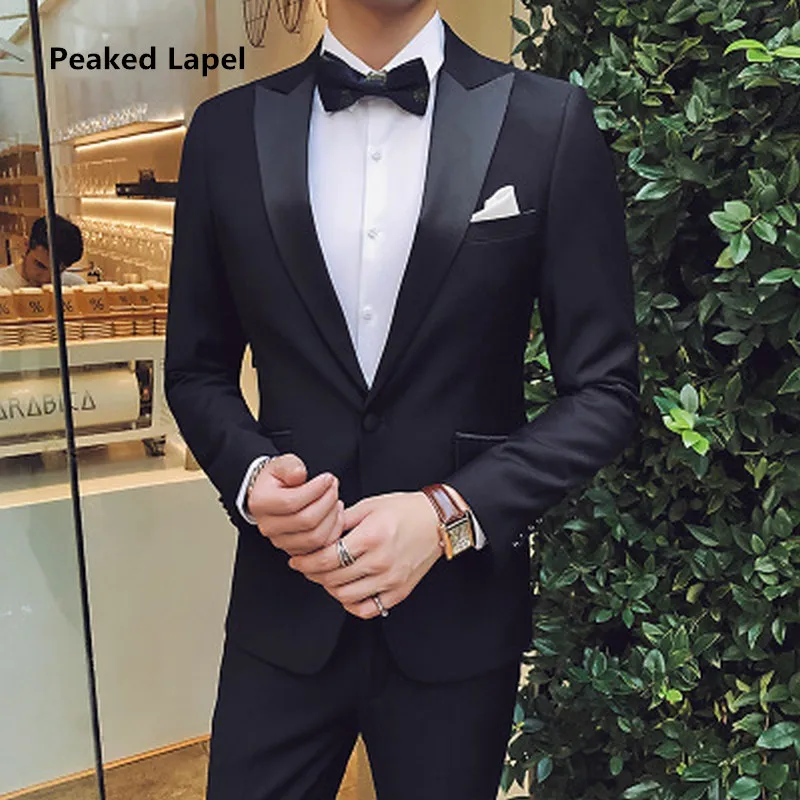 53Wedding Tuxedos Man Party Dinner Wear Suits Slim Fit Groom Outfit Groomsmen Cheap Formal Prom Suits Two Pieces (Jacket +Pants )