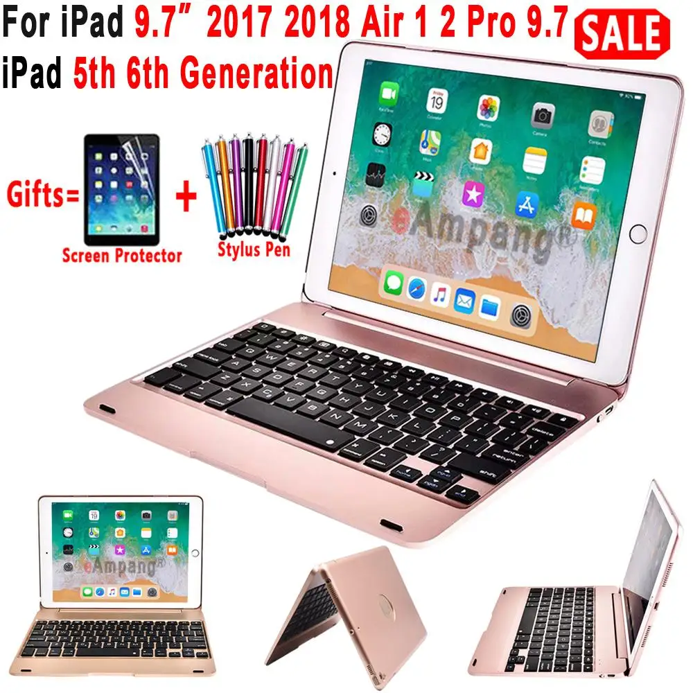 

Top Flip Keyboard for Apple iPad 9.7 2017 2018 5th 6th Generation Bluetooth Keyboard Case for iPad Air 1 2 5 6 Pro 9.7 Cover