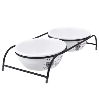 

1set/2pcs Ceramic Cat Bowls Creative Simple Portable Cat Supplies Food Feeder Pet Accessories for Puppy Kitten Pet