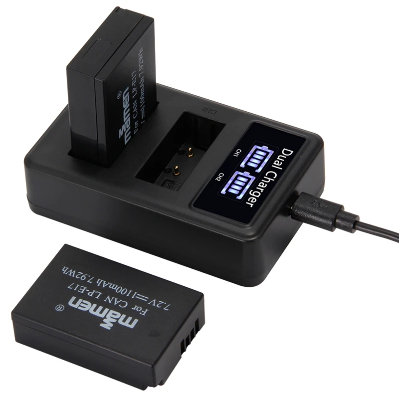 Mamen 1100MAh LP-E17 LPE17 LP E17 батарея для камеры+ USB lcd двойное зарядное устройство для Canon EOS M3 M5 M6 Kiss X8I 750D 760D T6I T6S 800D