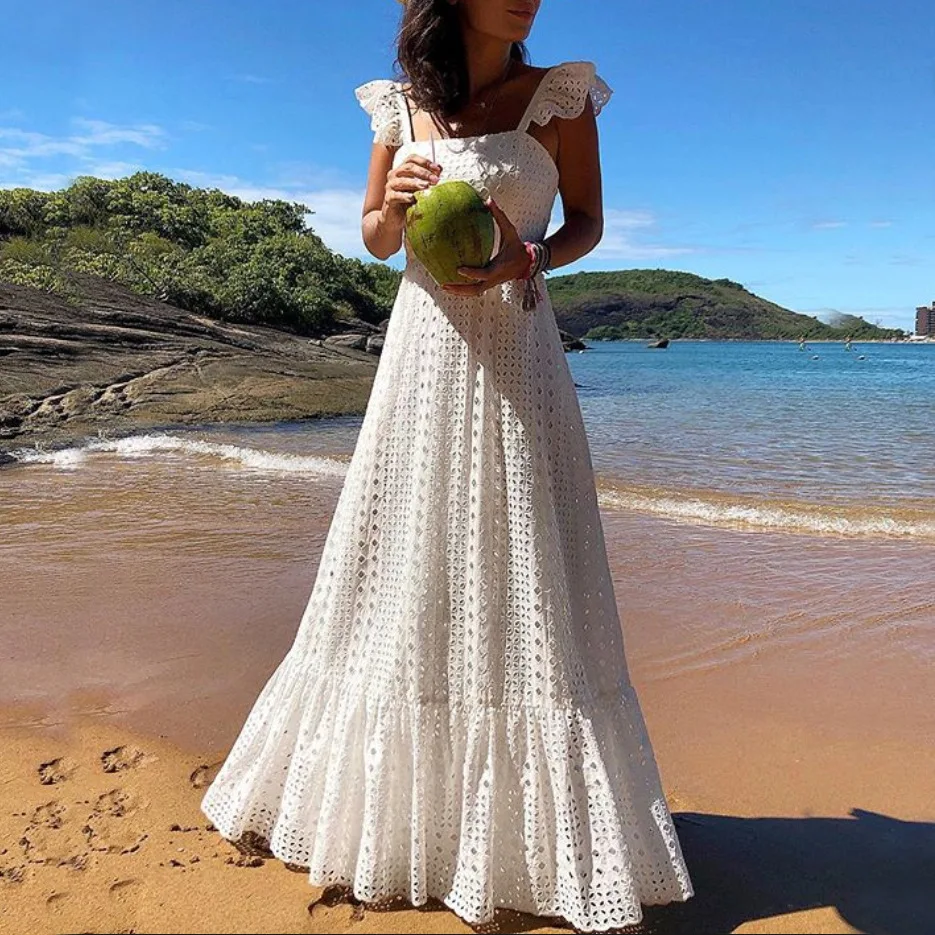 bohemian embroidered suspender dress