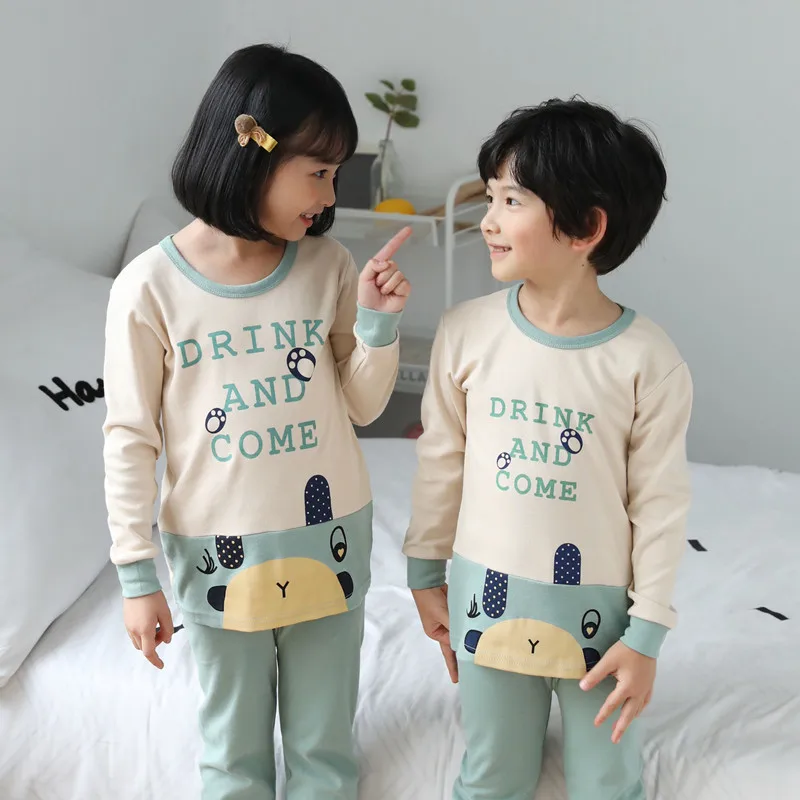 Kids Boys Girls Clothes Baby Pajamas Autumn Long Sleeve Set Cartoon Rabbit Unicorn Children's Sleepwear Winter Pyjamas Kids - Цвет: Y-17