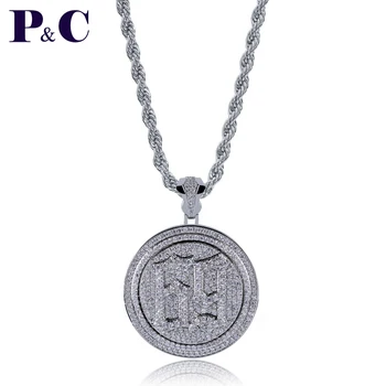 

P&C 69 logo Rotatable Pendant & necklace iced out AAA Cubic Zircon Hip hop Necklace Gold For men for women Jewelry