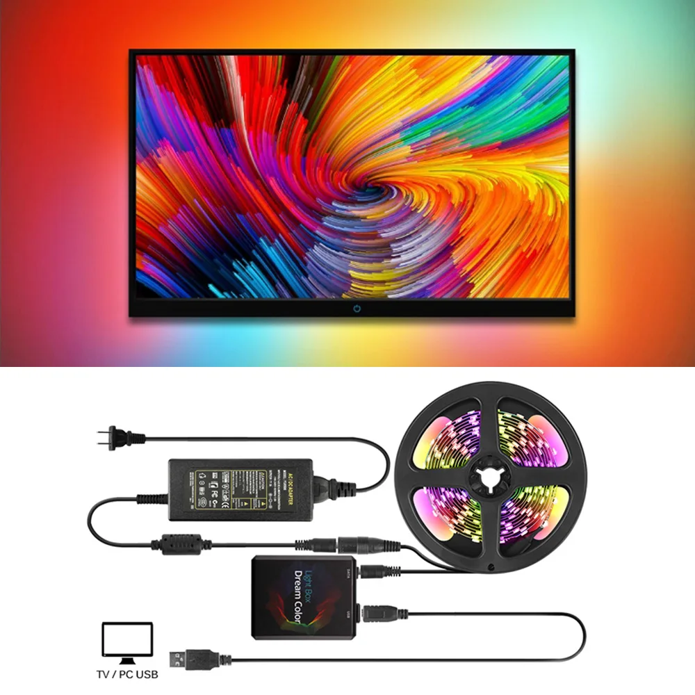 2/3/4/5m Ambilight ТВ ПК Подсветка мечта Экран hdtv-компьютер монитор USB Светодиодные ленты адресуемых 5050 Светодиодные ленты полный набор