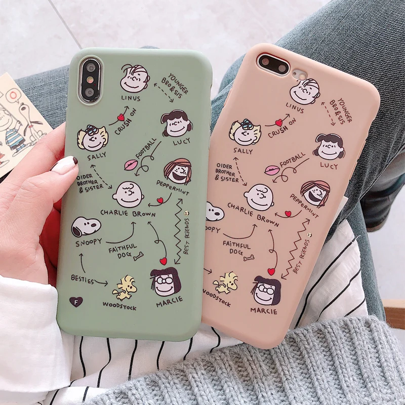 Soft&ampThin Liquid Silicone Matte Protective Case For Iphone 6 7 8 S Plus X XR XS XSMAX Cute Cartoon Snoopy Cell Phone Fitted |