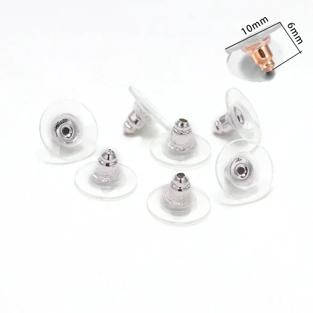 100-200pcs/lot Rubber Earring Back Silicone Round Ear Plug  Earrings Back Stopper For DIY Parts Jewelry Findings Making Tools Style1 Silver