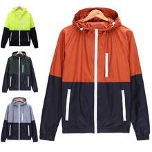 Мужские тонкие куртки на весну и осень, быстросохнущие, сочетающиеся цвета, защита от солнца, пальто с капюшоном, THJ99