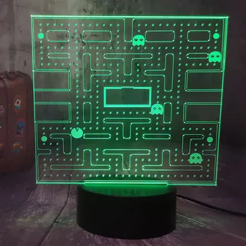 

Game Pac-Man Buffalo Cute Pacman Ghost 3D Night Light Multicolor Table LED Lamp Home Bedroom Decor Birthday Boys Christmas Gift