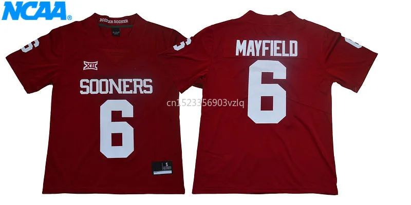 Новое поступление высокое качество Sooners Mayfield#6 колледж футболки Ограниченная серия майки S-XXXL