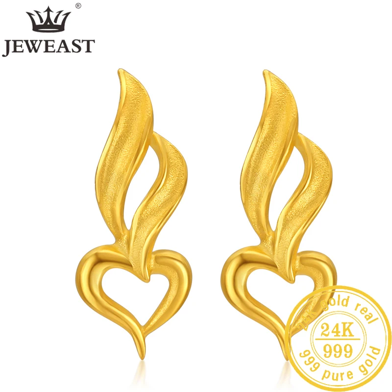 JJJ 24K серьги из чистого золота настоящие AU 999 твердого хорошие полые шарики