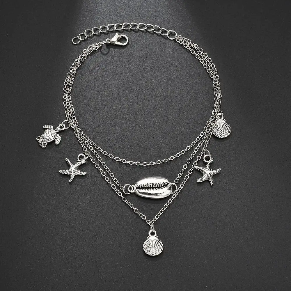 

Hot Sales Starfish Shell Turtle Anklet Set Simple Fashion Level Sense Anklet Set