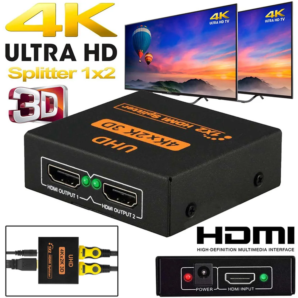 3D 4K* 2K Full HD1080p HDMI сплиттер 1*4/1*2 порт концентратор повторитель усилитель прочный жесткий металлический материал