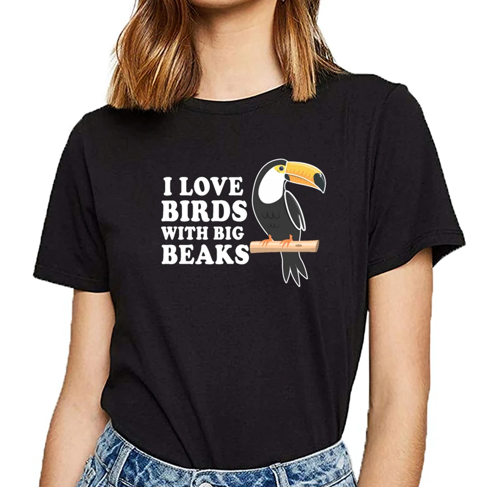 Женская футболка с надписью love birds with big beaks ornithology toco toucan сексуальная короткая