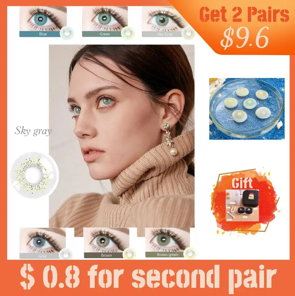 

[Free Shipping] Fancylook ã€Sky Grey Mistã€‘Colored Contact Lenses Myopic Lense with Power 0~800 7 Tone Luxury Eye Len