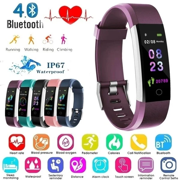 

Bluetooth color smart bracelet with waterproof Ip68 swimming tracker heart rate sphygmomanometer smart bracelet