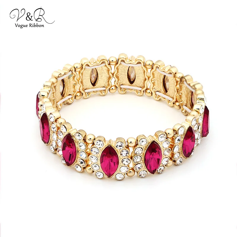 Gold Plated Rhinstone Paving Chunky Statement Party Bangle Bracelet , Gold Plated Multi-color Rhinestone Paving Stone Chain Dangling Statement Party Bangle Bracelet for Women    (5)